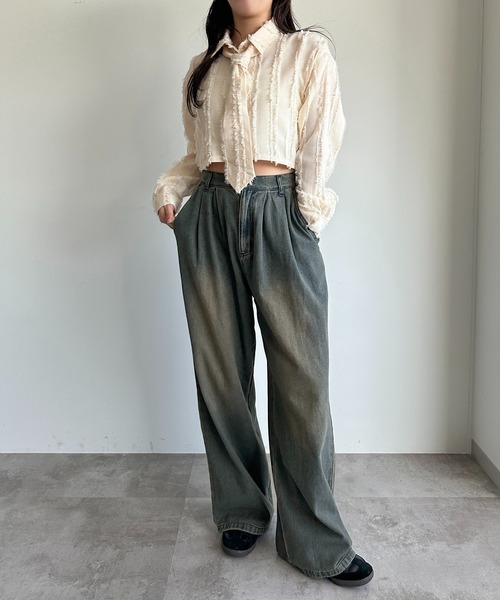 apres jour mignon(アプレジュールミニョン)の「ジャガードネクタイセットクロップドシャツ【ZOZOTOWN限定アイテム】(シャツ/ブラウス・レディース・アイボリー/ライトパープル/ブラック・フリー/X-LARGE)」の11枚目の写真
