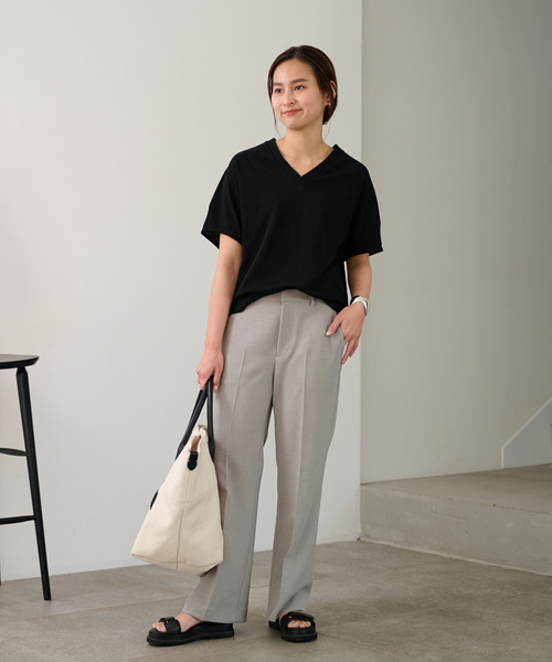 FRAMeWORK（フレームワーク）の「≪追加≫セミフレアパンツ3（スラックス・レディース・ブラック/ライトグレー・36/38/34/40）」の15枚目の写真