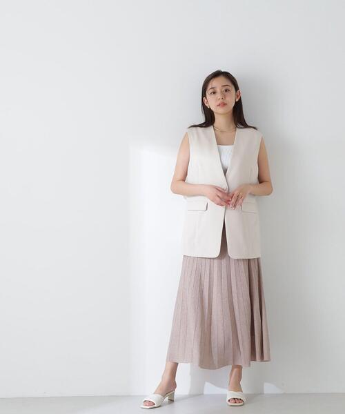 NATURAL BEAUTY BASIC(ナチュラルビューティーベーシック)の「◇プリーツラメニットスカート(スカート・レディース・グレー/ブラウン/イエロー・MEDIUM)」の2枚目の写真