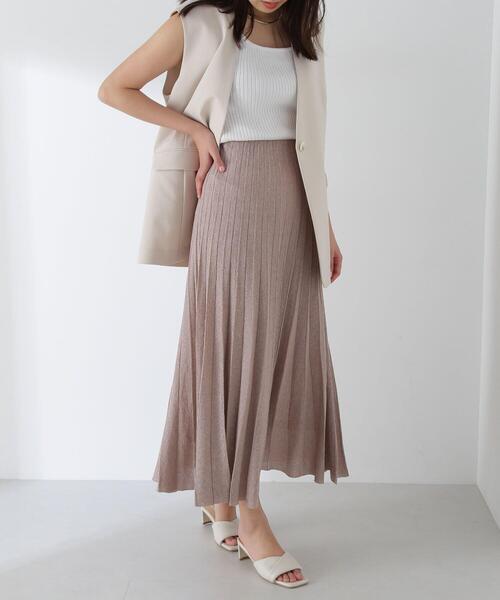 NATURAL BEAUTY BASIC(ナチュラルビューティーベーシック)の「◇プリーツラメニットスカート(スカート・レディース・グレー/ブラウン/イエロー・MEDIUM)」の14枚目の写真