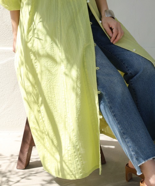 Bou Jeloud（ブージュルード）の「シアサッカーレース切替ワンピース（ワンピース・レディース・ブラック/グレイッシュベージュ/ライム・38）」の9枚目の写真