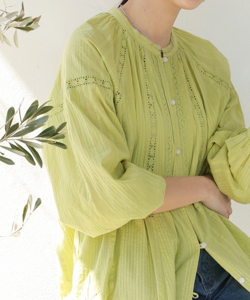 Bou Jeloud（ブージュルード）の「シアサッカーレース切替ワンピース（ワンピース・レディース・ブラック/グレイッシュベージュ/ライム・38）」の10枚目の写真