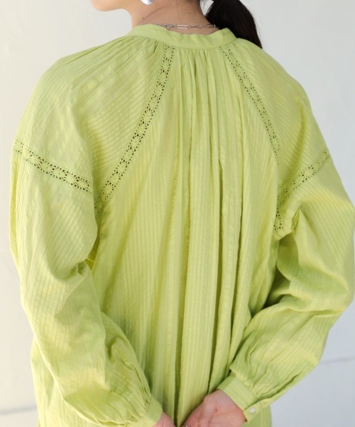 Bou Jeloud（ブージュルード）の「シアサッカーレース切替ワンピース（ワンピース・レディース・ブラック/グレイッシュベージュ/ライム・38）」の15枚目の写真