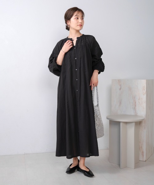 Bou Jeloud（ブージュルード）の「シアサッカーレース切替ワンピース（ワンピース・レディース・ブラック/グレイッシュベージュ/ライム・38）」の20枚目の写真