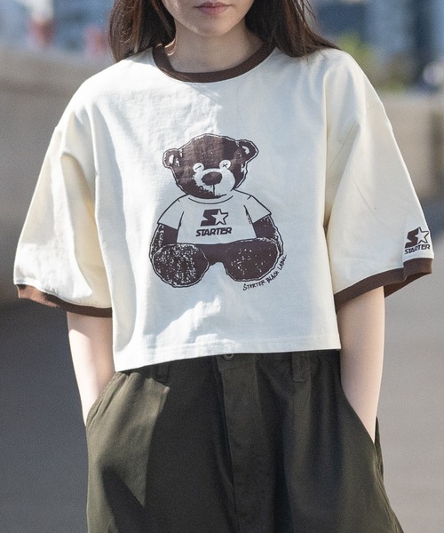 JOHN'S CLOSET(ジョンズクローゼット)の「【t】〔STARTER BLACK LABEL〕ショート丈 ラグラン/リンガー 半袖 プリントTシャツ(Tシャツ/カットソー・レディース・ブラック系1/ホワイト系4/ホワイト系1/アイボリー/ホワイト系2/チャコールグレー/ホワイト系3/クリーム・LARGE/MEDIUM)」の8枚目の写真