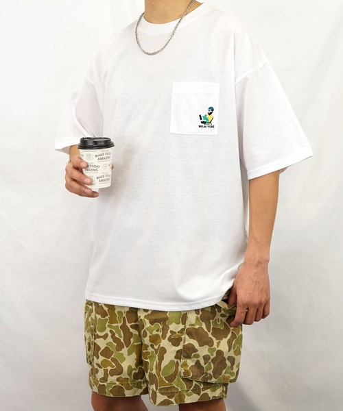 BAYBLO(ベイブロ)の「(GV)ユニセックス bearded man 刺繍Tシャツ(Tシャツ/カットソー・メンズ・ブルー/ホワイト系その他2/ブラック/ホワイト/モカ/スミクロ・M/L/LL)」の1枚目の写真