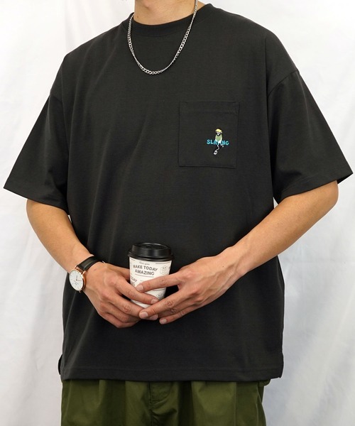 BAYBLO(ベイブロ)の「(GV)ユニセックス bearded man 刺繍Tシャツ(Tシャツ/カットソー・メンズ・ブルー/ホワイト系その他2/ブラック/ホワイト/モカ/スミクロ・M/L/LL)」の4枚目の写真