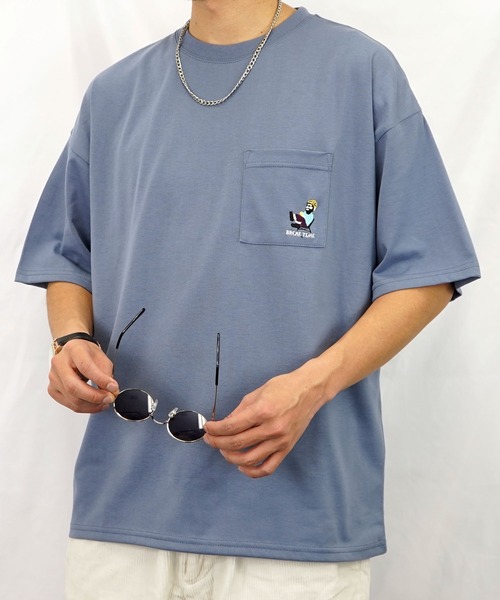 BAYBLO(ベイブロ)の「(GV)ユニセックス bearded man 刺繍Tシャツ(Tシャツ/カットソー・メンズ・ブルー/ホワイト系その他2/ブラック/ホワイト/モカ/スミクロ・M/L/LL)」の6枚目の写真