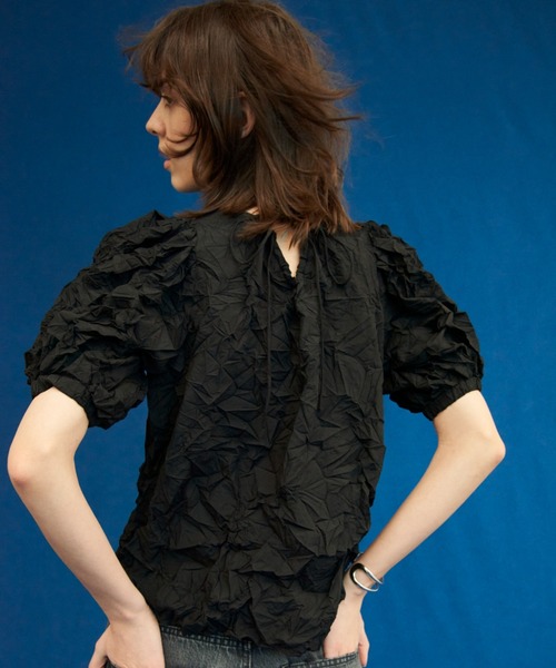 Mila Owen　ボリュームスリーブワッシャーブラウス 　F　美品 Mila Owen（ミラオーウェン）の「ボリュームスリーブワッシャー