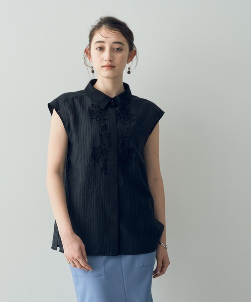 YECCA VECCA（イェッカヴェッカ）の「コード刺繍シアーブラウス（シャツ/ブラウス・レディース・ブラック/オフホワイト・FREE）」の2枚目の写真