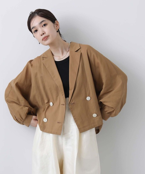 Gready Brilliant(グレディブリリアン)の「綿シフォンショートジャケット(テーラードジャケット・レディース・キャメル/ブラック/ネイビー・38)」の15枚目の写真