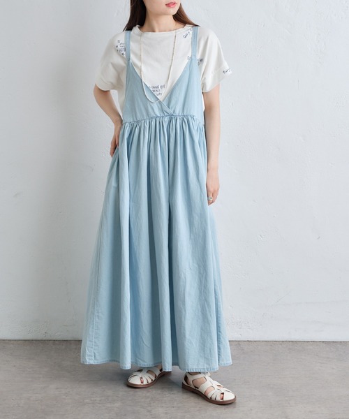 ピュアルセシン　綿麻デニムワンピース ◇春夏ムードを盛り上げるデニムワンピース pual ce cin ワンピース 「WEB限定」綿麻デニムワンピース