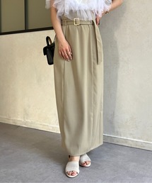 ベルト付きハイウエストナロースカート