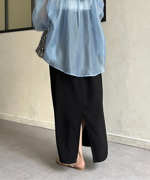 Thevon(ゼボン)の「ベルト付きハイウエストナロースカート(スカート・レディース・イエロー/ブラック/グレイッシュベージュ/グレー・FREE)」の17枚目の写真