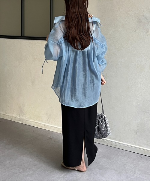 Thevon(ゼボン)の「ベルト付きハイウエストナロースカート(スカート・レディース・イエロー/ブラック/グレイッシュベージュ/グレー・FREE)」の19枚目の写真