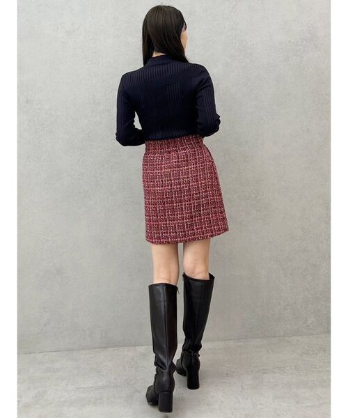 MERCURYDUO（マーキュリーデュオ）の「【セットアップ着用可】ツイードミニスカート（スカート・レディース・レッド/オフホワイト/ブラック・MEDIUM/SMALL）」の8枚目の写真