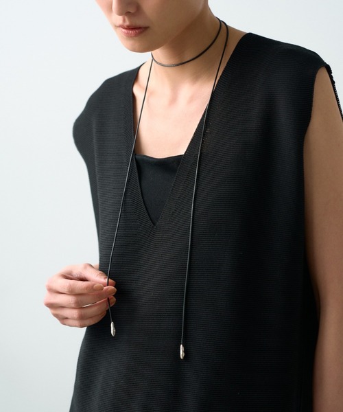 GALENA（LOUNGEDRESS）（ガレナ）の「【GALENA/ガレナ】コードネックレス（ネックレス・レディース・ブラック/オフホワイト・FREE）」の3枚目の写真