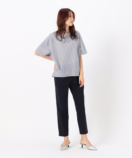 COMME CA ISM(コムサイズム)の「ストライプ柄 ニュアンス Tブラウス(シャツ/ブラウス・レディース・ブラック×ベージュ/ネイビー×ホワイト/ホワイト×グレー・FREE)」の8枚目の写真