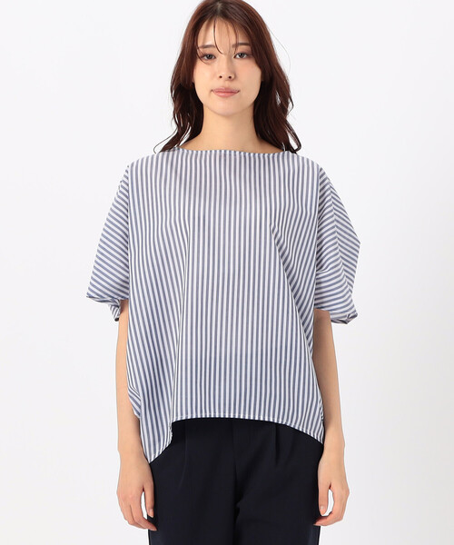 COMME CA ISM(コムサイズム)の「ストライプ柄 ニュアンス Tブラウス(シャツ/ブラウス・レディース・ブラック×ベージュ/ネイビー×ホワイト/ホワイト×グレー・FREE)」の10枚目の写真