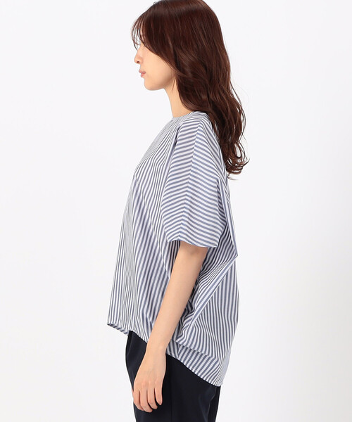 COMME CA ISM(コムサイズム)の「ストライプ柄 ニュアンス Tブラウス(シャツ/ブラウス・レディース・ブラック×ベージュ/ネイビー×ホワイト/ホワイト×グレー・FREE)」の11枚目の写真
