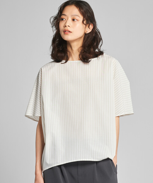 COMME CA ISM(コムサイズム)の「ストライプ柄 ニュアンス Tブラウス(シャツ/ブラウス・レディース・ブラック×ベージュ/ネイビー×ホワイト/ホワイト×グレー・FREE)」の22枚目の写真