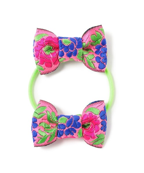 Ray BEAMS（レイビームス）の「Ray BEAMS / ダブル リボン ヘアゴム（ヘアゴム・レディース・オレンジ/ピンク・ONE SIZE）」の2枚目の写真