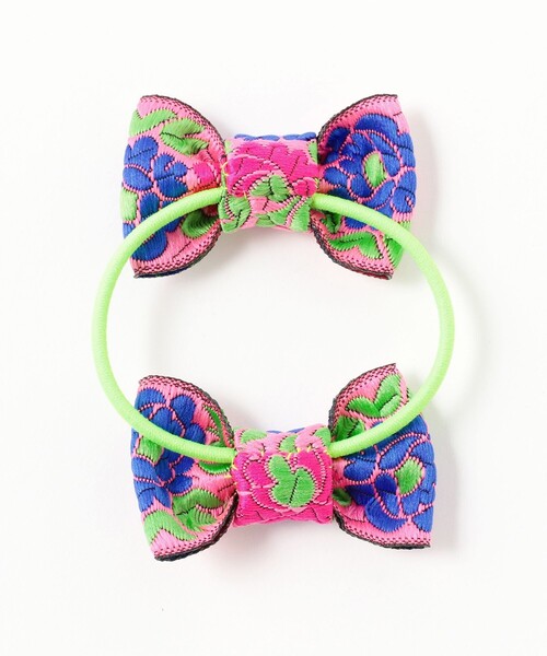 Ray BEAMS（レイビームス）の「Ray BEAMS / ダブル リボン ヘアゴム（ヘアゴム・レディース・オレンジ/ピンク・ONE SIZE）」の3枚目の写真