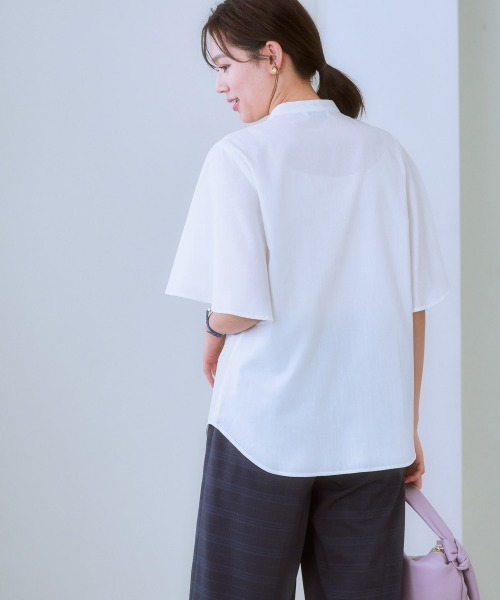 7days Life Styling（セブンデイズライフスタイリング）の「お手入れしやすいフレアスリーブブラウス（接触冷感・吸汗速乾・イージーケア・ＵＶ・ウォッシャブル）（シャツ/ブラウス・レディース・ネイビー系/オフホワイト/サックスブルー・LL/S/M/L）」の17枚目の写真