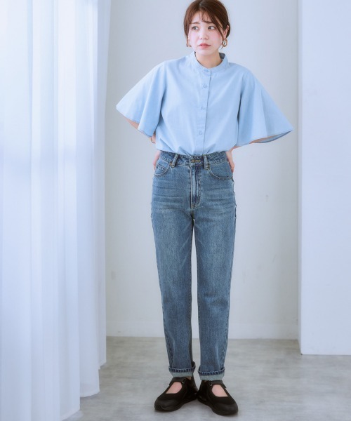 7days Life Styling（セブンデイズライフスタイリング）の「お手入れしやすいフレアスリーブブラウス（接触冷感・吸汗速乾・イージーケア・ＵＶ・ウォッシャブル）（シャツ/ブラウス・レディース・ネイビー系/オフホワイト/サックスブルー・LL/S/M/L）」の22枚目の写真