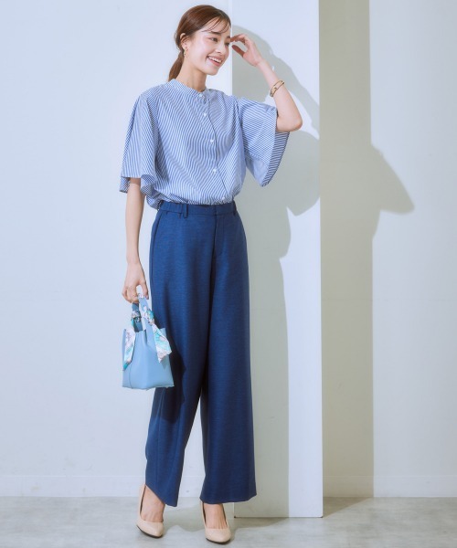 7days Life Styling（セブンデイズライフスタイリング）の「お手入れしやすいフレアスリーブブラウス（接触冷感・吸汗速乾・イージーケア・ＵＶ・ウォッシャブル）（シャツ/ブラウス・レディース・ネイビー系/オフホワイト/サックスブルー・LL/S/M/L）」の9枚目の写真