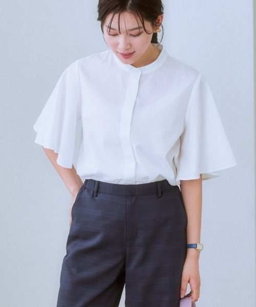 7days Life Styling（セブンデイズライフスタイリング）の「お手入れしやすいフレアスリーブブラウス（接触冷感・吸汗速乾・イージーケア・ＵＶ・ウォッシャブル）（シャツ/ブラウス・レディース・ネイビー系/オフホワイト/サックスブルー・LL/S/M/L）」の13枚目の写真