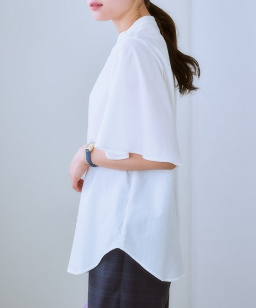 7days Life Styling（セブンデイズライフスタイリング）の「お手入れしやすいフレアスリーブブラウス（接触冷感・吸汗速乾・イージーケア・ＵＶ・ウォッシャブル）（シャツ/ブラウス・レディース・ネイビー系/オフホワイト/サックスブルー・LL/S/M/L）」の16枚目の写真