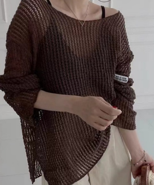 Ritzy(リッツィー)の「オーバーサイズ シアートップス(Tシャツ/カットソー・レディース・ピンク/ブラック/アイボリー/ブルー/ブラウン・FREE)」の4枚目の写真