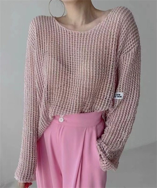 Ritzy(リッツィー)の「オーバーサイズ シアートップス(Tシャツ/カットソー・レディース・アイボリー/ピンク/ブルー/ブラック・FREE)」の4枚目の写真