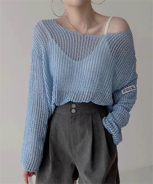 Ritzy(リッツィー)の「オーバーサイズ シアートップス(Tシャツ/カットソー・レディース・アイボリー/ピンク/ブルー/ブラック・FREE)」の1枚目の写真