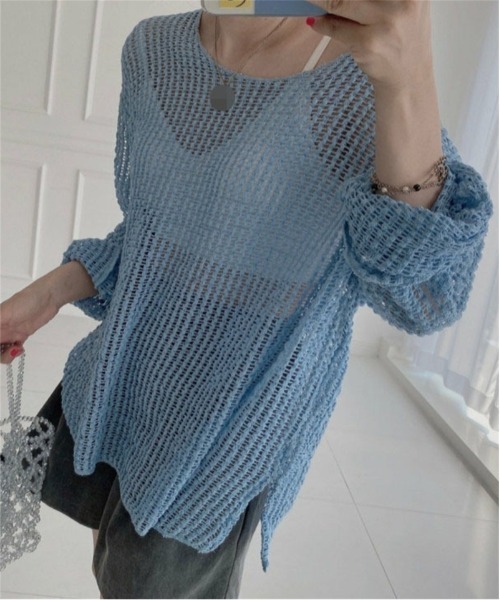 Ritzy(リッツィー)の「オーバーサイズ シアートップス(Tシャツ/カットソー・レディース・アイボリー/ピンク/ブルー/ブラック・FREE)」の19枚目の写真