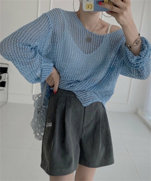 Ritzy(リッツィー)の「オーバーサイズ シアートップス(Tシャツ/カットソー・レディース・アイボリー/ピンク/ブルー/ブラック・FREE)」の16枚目の写真