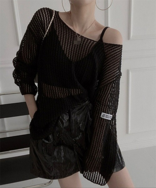 Ritzy(リッツィー)の「オーバーサイズ シアートップス(Tシャツ/カットソー・レディース・アイボリー/ピンク/ブルー/ブラック・FREE)」の14枚目の写真