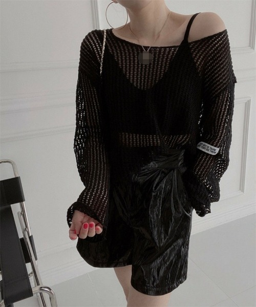 Ritzy(リッツィー)の「オーバーサイズ シアートップス(Tシャツ/カットソー・レディース・アイボリー/ピンク/ブルー/ブラック・FREE)」の12枚目の写真