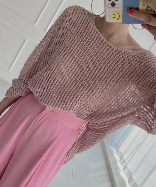 Ritzy(リッツィー)の「オーバーサイズ シアートップス(Tシャツ/カットソー・レディース・アイボリー/ピンク/ブルー/ブラック・FREE)」の10枚目の写真