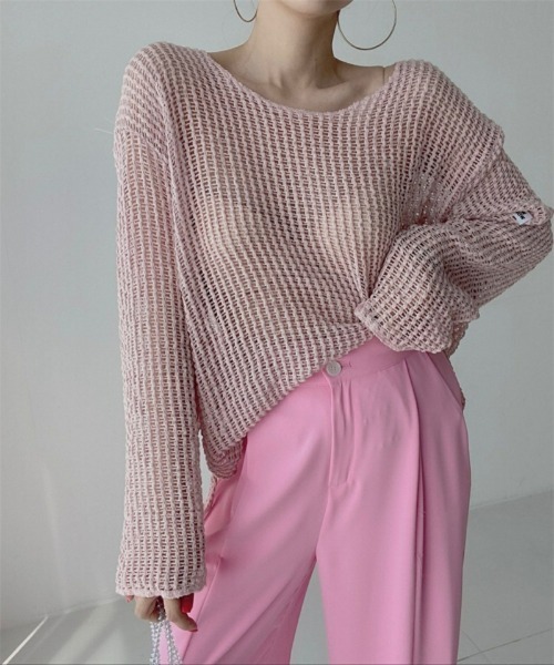 Ritzy(リッツィー)の「オーバーサイズ シアートップス(Tシャツ/カットソー・レディース・アイボリー/ピンク/ブルー/ブラック・FREE)」の9枚目の写真