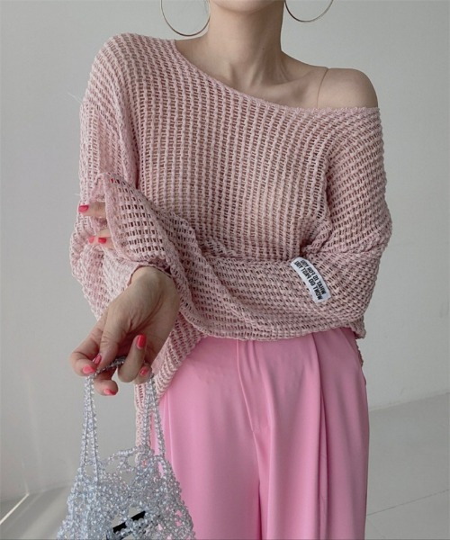 Ritzy(リッツィー)の「オーバーサイズ シアートップス(Tシャツ/カットソー・レディース・アイボリー/ピンク/ブルー/ブラック・FREE)」の7枚目の写真