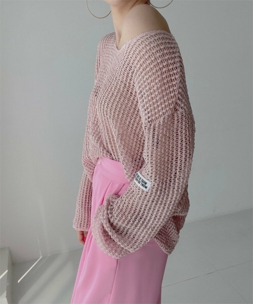 Ritzy(リッツィー)の「オーバーサイズ シアートップス(Tシャツ/カットソー・レディース・アイボリー/ピンク/ブルー/ブラック・FREE)」の6枚目の写真