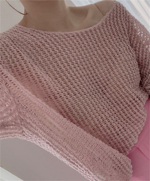 Ritzy(リッツィー)の「オーバーサイズ シアートップス(Tシャツ/カットソー・レディース・アイボリー/ピンク/ブルー/ブラック・FREE)」の5枚目の写真