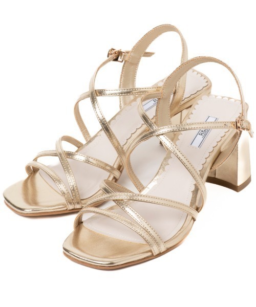 R&E（アールアンドイー）の「【R&E】ナローコードクロスストラップヒールサンダル（サンダル・レディース・ゴールド/シルバー/ホワイト/ブラック・S/LL/L/M）」の7枚目の写真