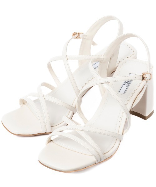 R&E（アールアンドイー）の「【R&E】ナローコードクロスストラップヒールサンダル（サンダル・レディース・ゴールド/シルバー/ホワイト/ブラック・S/LL/L/M）」の6枚目の写真