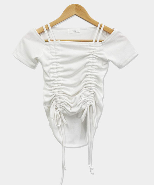 VIVID LADY(ビビッドレディー)の「【選べる袖丈】 ルーシング オフショルダー Tシャツ バレエコア 長袖 半袖 リボン カットソー(Tシャツ/カットソー・レディース・カーキ/アイボリー/ブラック/ブラック系その他/グリーン系その他/ホワイト・FREE/フリー)」の12枚目の写真