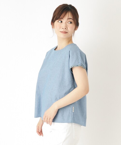 LAURA ASHLEY(ローラアシュレイ)の「ダンガリーフレンチブラウス(シャツ/ブラウス・レディース・ブルー・38)」の1枚目の写真