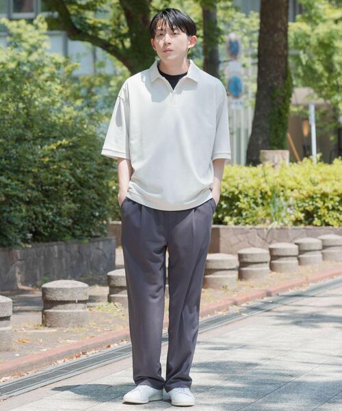 ITEMS URBANRESEARCH（アイテムズ アーバンリサーチ）の「リサイクルポンチ スキッパーポロシャツ（Tシャツ/カットソー・メンズ・ブラック/グリーン/オフホワイト・LARGE/MEDIUM）」の7枚目の写真