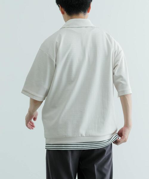 ITEMS URBANRESEARCH（アイテムズ アーバンリサーチ）の「リサイクルポンチ スキッパーポロシャツ（Tシャツ/カットソー・メンズ・ブラック/グリーン/オフホワイト・LARGE/MEDIUM）」の13枚目の写真